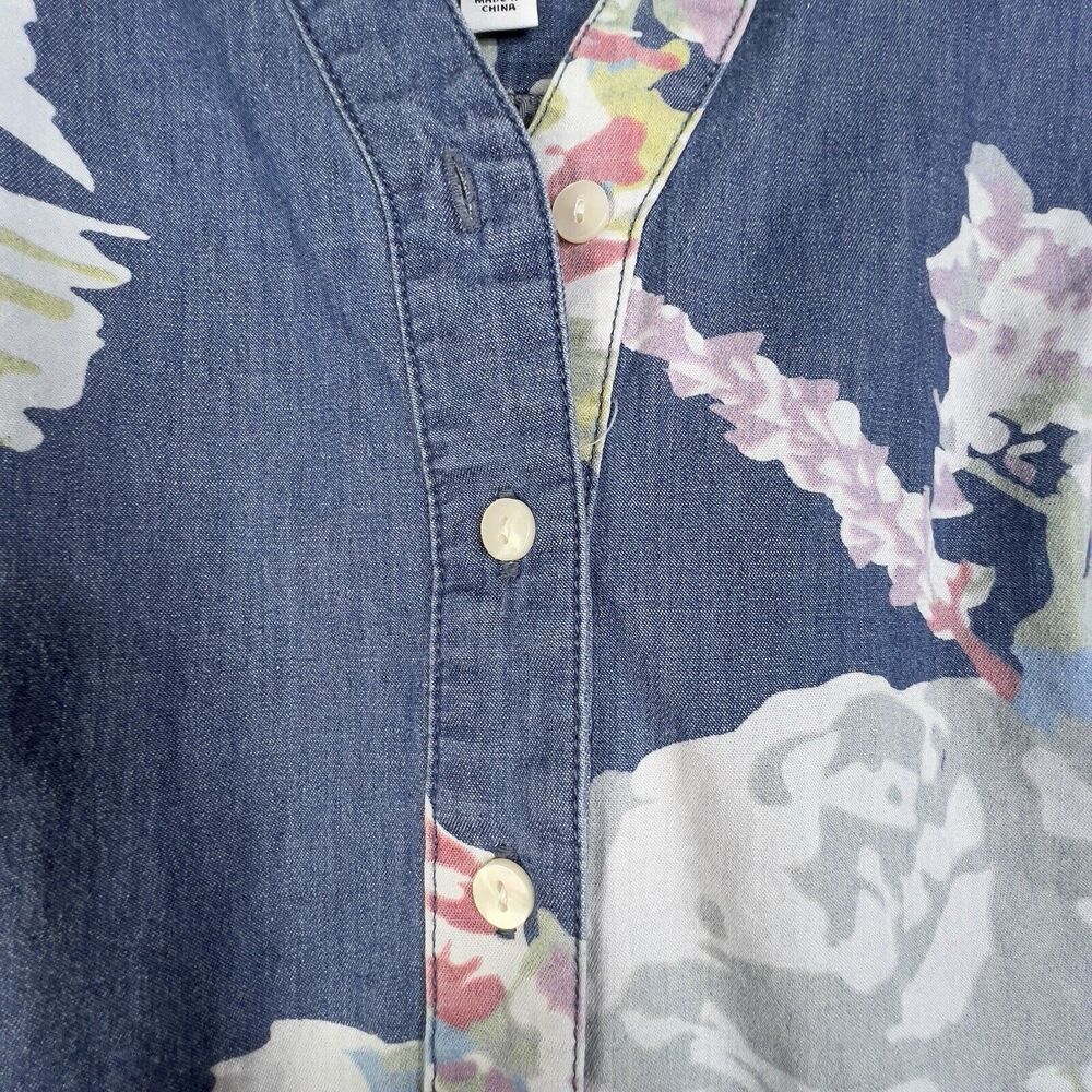 Denim & Co Stretch Denim Women’s Dress Floral Print A-Line Size S 90s Sleeveless - Picture 5 of 8